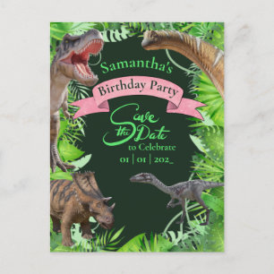 Cartão Postal Dinossauros Jurássicos Selva Meninas