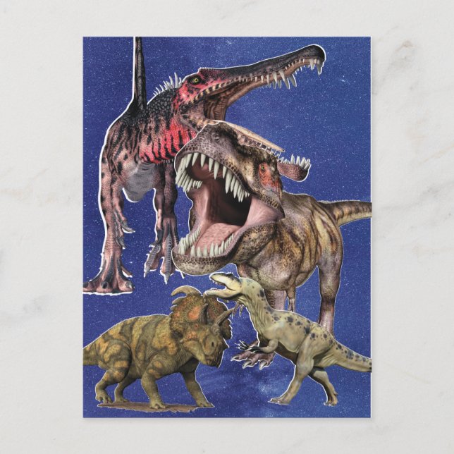 Cartão Postal Dinossauros pré-históricos T-Rex Boys (Frente)