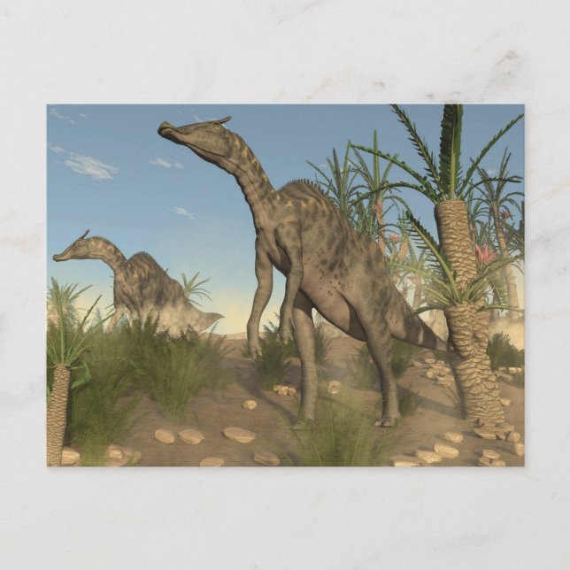 Cartão Postal Dinossauros Saurolophus - renderização 3D (Frente)