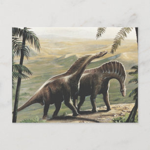 Cartão Postal Dinossauros Vintage, Amargasaurus com Palm Trees