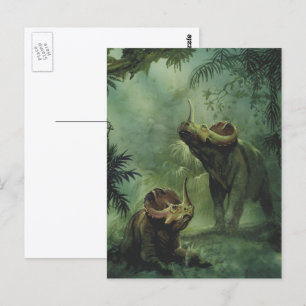 Cartão Postal Dinossauros Vintage, Centrosauro na Selva
