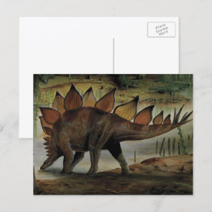 Cartão Postal Dinossauros Vintage, Stegossauro, Cauda com Spikes