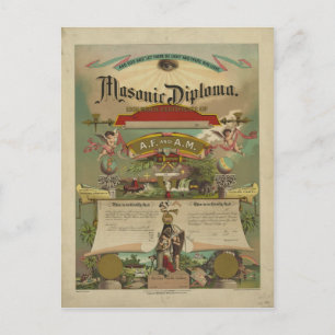 Cartão Postal Diploma Maçônico Maçom Maçonaria 1891