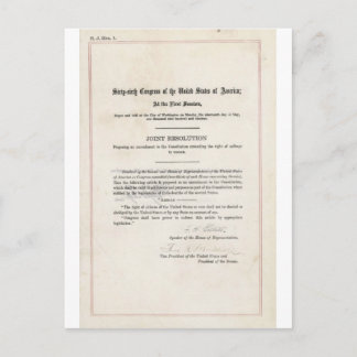 Cartão Postal Direito de voto das mulheres - 19ª alteração