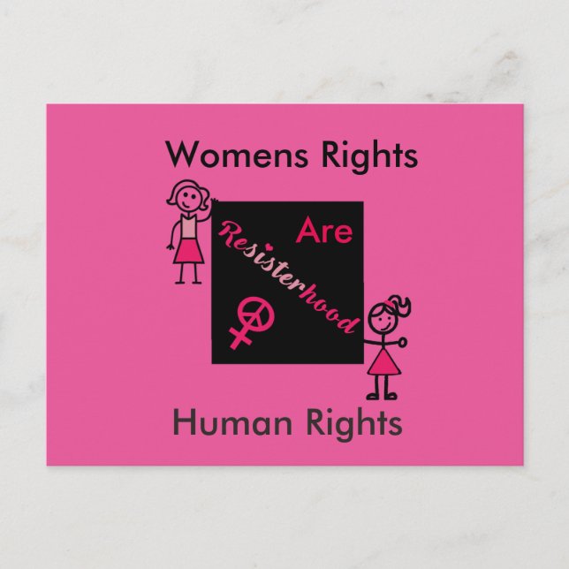 Cartão Postal Direitos das mulheres rosa são políticos (Frente)