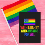 Cartão Postal Direitos iguais LGBT Arco-Íris Bandeira Americana<br><div class="desc">LGBTQ Rights Rainbow Pride American Flag design que lê Com Liberdade e Justiça para Todos. A comunidade LGBTQ merece igualdade. Defender a nossa Constituição e exigir direitos iguais a todas as pessoas que se identifiquem como gay,  bissexuais,  transexuais,  rainhas e transexuais. Seja um aliado e apoie seus amigos.</div>