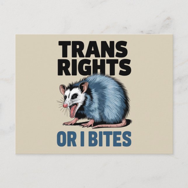 Cartão Postal Direitos Trans Ou I Morde Orgulho Lgbtq Engraçado  (Frente)