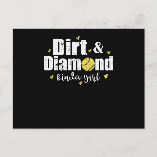 Cartão Postal Dirt and Diamond kinda Girl Softball Sport (Frente)