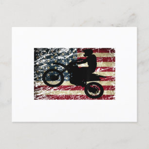Cartão Postal Dirt Bike USA Flag T-Shirt Motocross American Flag