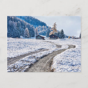Cartão Postal Dirt Road in the Snow Ground, Alpes Europeus