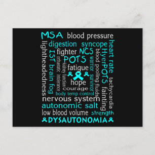 Cartão Postal Disautonomia Atenção T-shirt Teal Ribbon Gift18