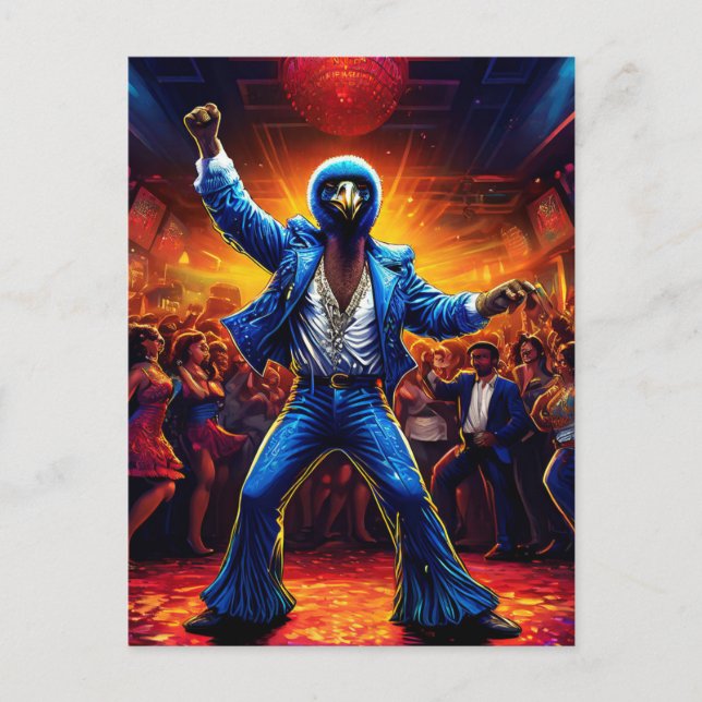 Cartão Postal Disco Fever Ostrich (Frente)