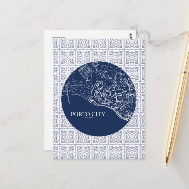 Cartão Postal Diseño personalizado de mapa de la ciudad de Porto (Frente/Verso In Situ)