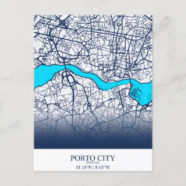 Cartão Postal Diseño personalizado de mapa de la ciudad de Porto