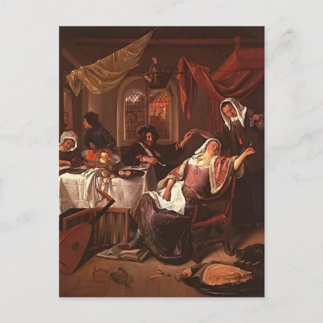 Cartão Postal Dissoluto Agregado por Jan Steen (Frente)
