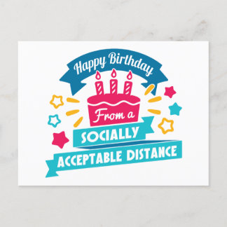 Cartão Postal Distância Socialmente Aceitável Aniversário