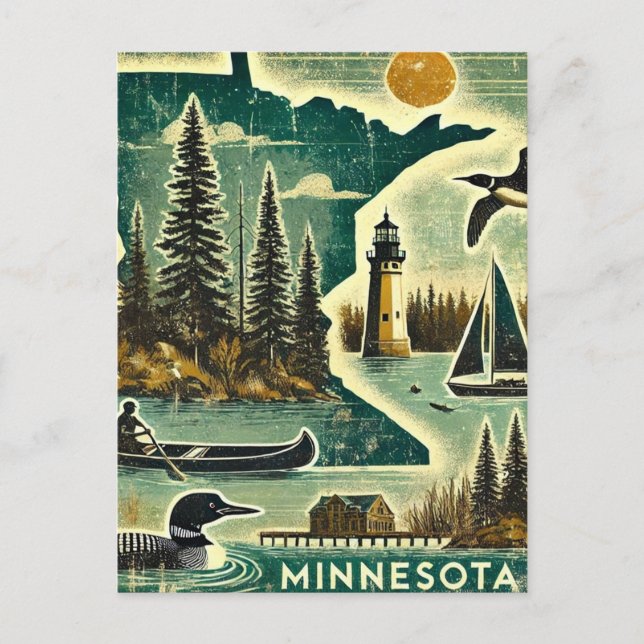 Cartão Postal Distante Grunge Minnesota (Frente)