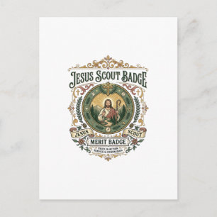 Cartão Postal Distintivo de Mérito Escoteiro Jesus Distintivo de