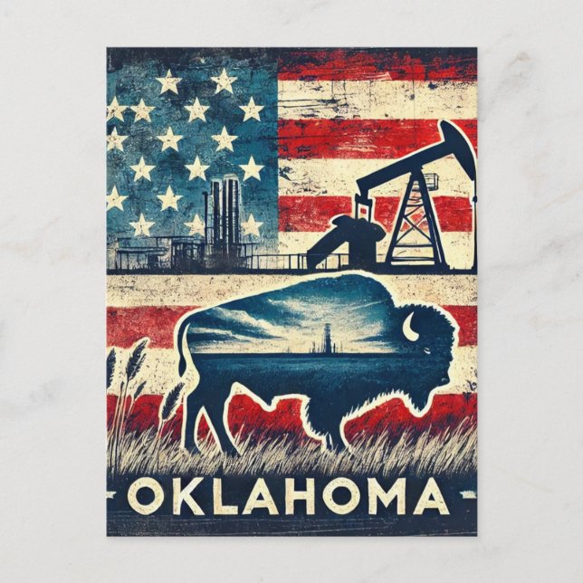 Cartão Postal Distress Grunge Oklahoma (Frente)