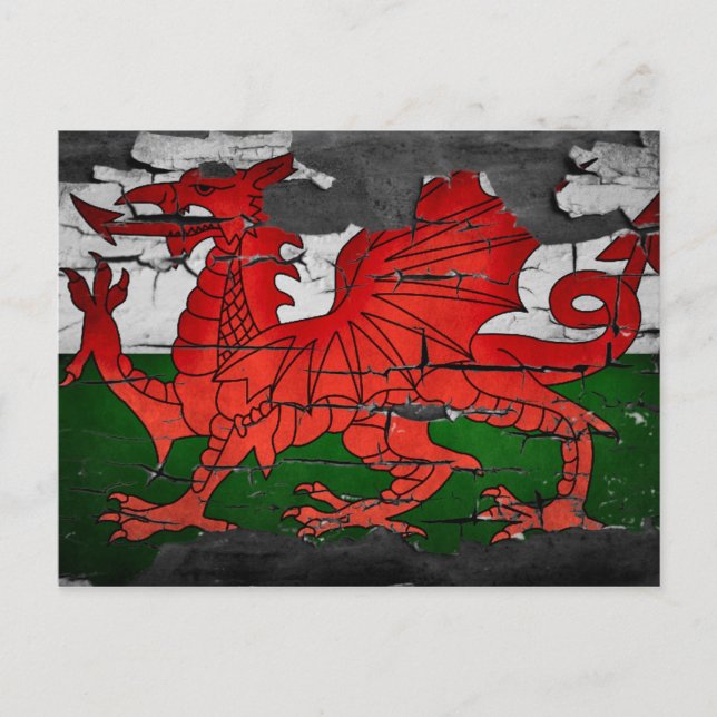 Cartão Postal distressed wales flag postcard (Frente)