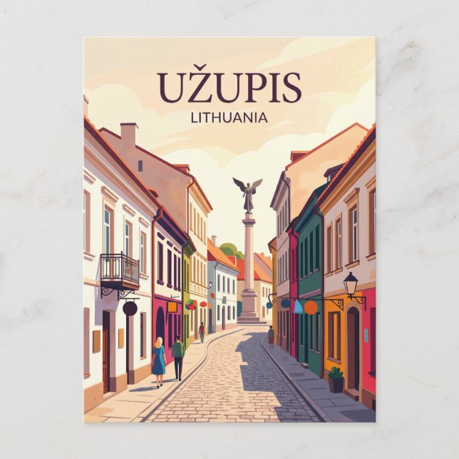 Cartão Postal Distrito de Užupis Lituânia (Frente)