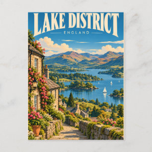 Cartão Postal Distrito dos Lagos Vintage Inglaterra