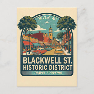 Cartão Postal Distrito Histórico da Dover NJ Blackwell St Retro