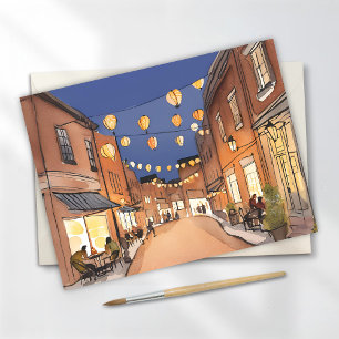 Cartão Postal Distrito Italiano do North End   Boston MA Aquarel