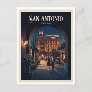 Cartão Postal Distrito Pearl e Hotel Emma à Noite San Antonio