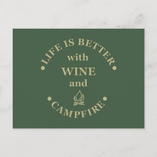 Cartão Postal Ditas engraçadas de acampamento e vinho