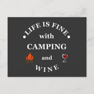 Cartão Postal Ditos engraçados de camping e vinho