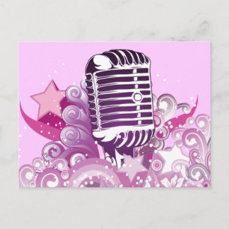 Cartão Postal diva cantando vetor de microfone vintage