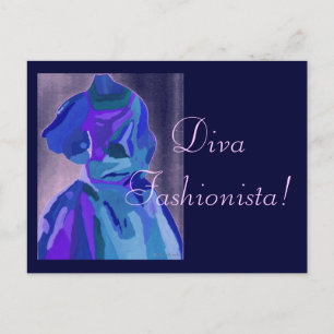 Cartão Postal Diva Fashionista Em Azul I