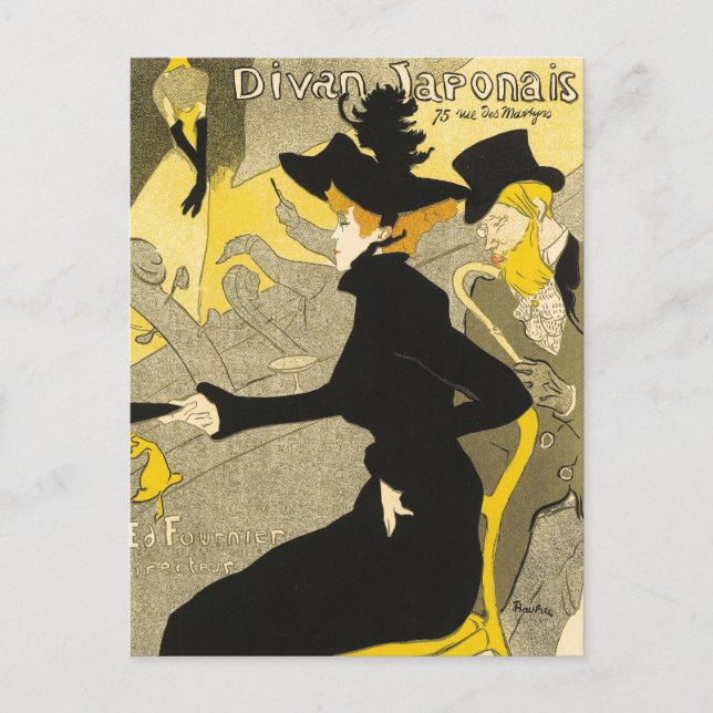 Cartão postal: Divan Japonês by Toulouse-Lautrec (Frente)