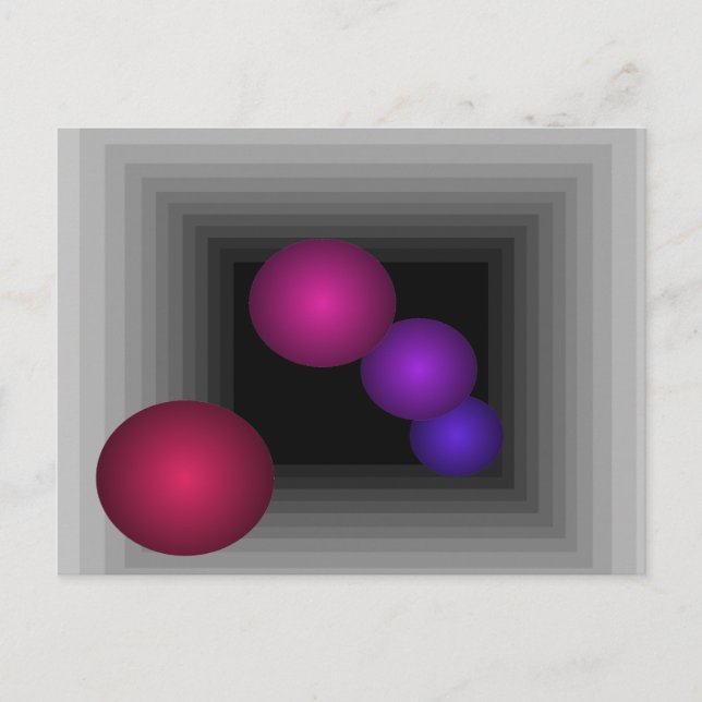 Cartão Postal Diversão a cores 3 D Ilusões ópticas Esferas infin (Frente)