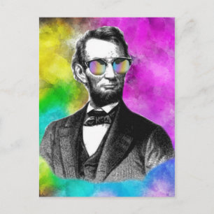Cartão Postal Diversão Abraham Lincoln em Shades