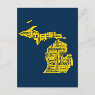 Cartão Postal Diversão Amarelo e Marinho do Estado Azul das cida