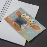 Cartão Postal Diversão da fazenda - Vaca com Coroa Flor<br><div class="desc">Diversão fazenda II de Jade Reynolds. Possui uma vaca marrom vestindo uma coroa de flores.</div>