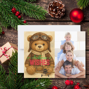 Cartão Postal Diversão de Foto de Férias Feliz Natal Urso de Pel