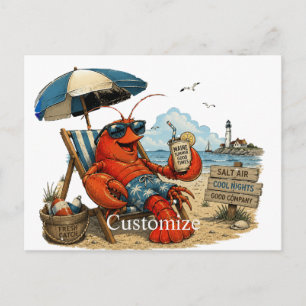 Cartão Postal Diversão de Verão com Lagosta do Maine Thunder_Cov