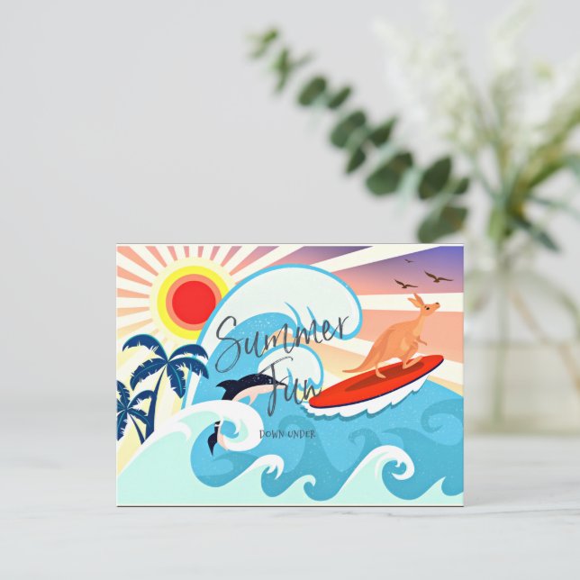 Cartão Postal Diversão de Verão no Down Under (Em pé/Frente)