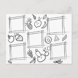 Cartão Postal Diversão Desenhando Frutas Coloridas para Crianças