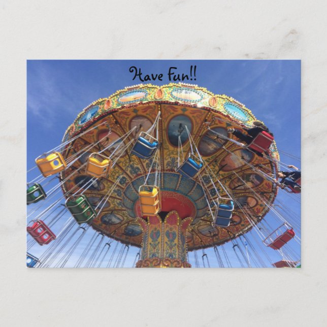 Cartão Postal Diversão do Carrossel Vintage (Frente)