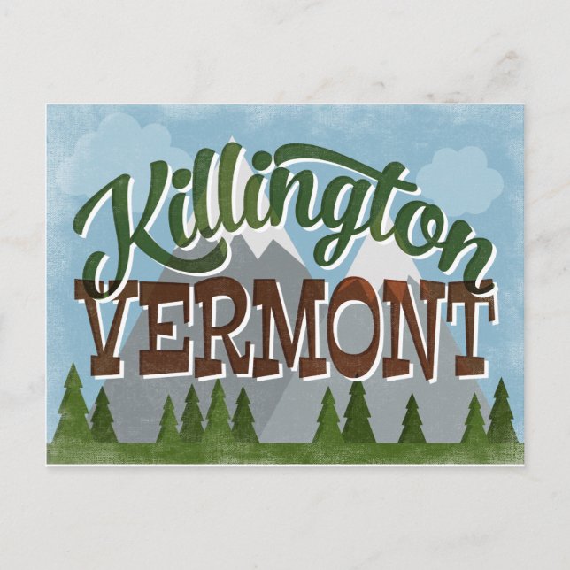 Cartão Postal Diversão em Killington Vermont Retro Montanhas Sno (Frente)