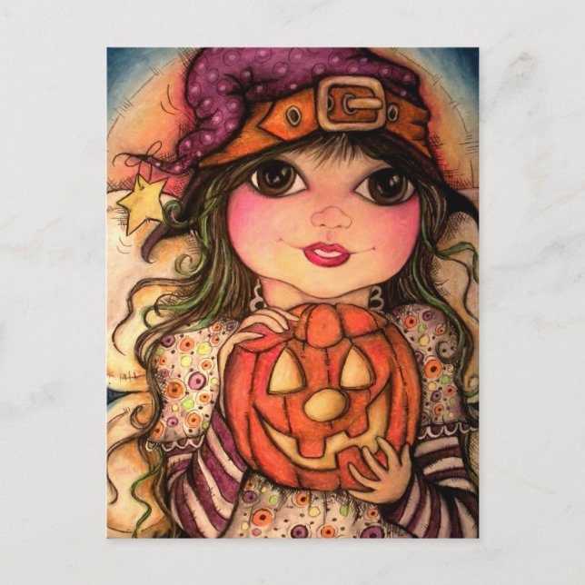 Cartão Postal Diversão Fada de Halloween (Frente)