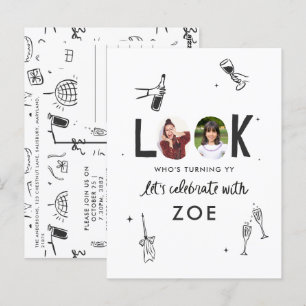 Cartão Postal Diversão Moderna com Colagem de Fotos Aniversário 