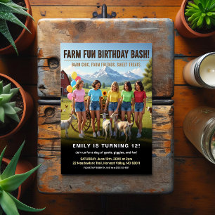 Cartão Postal Diversão na Festa de Aniversário da Fazenda