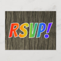 Diversão Rainbow Letters "RSVP" + Faux Wood Look
