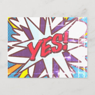 Cartão Postal Diversão Sim Retro Quadrinho Pop Arte