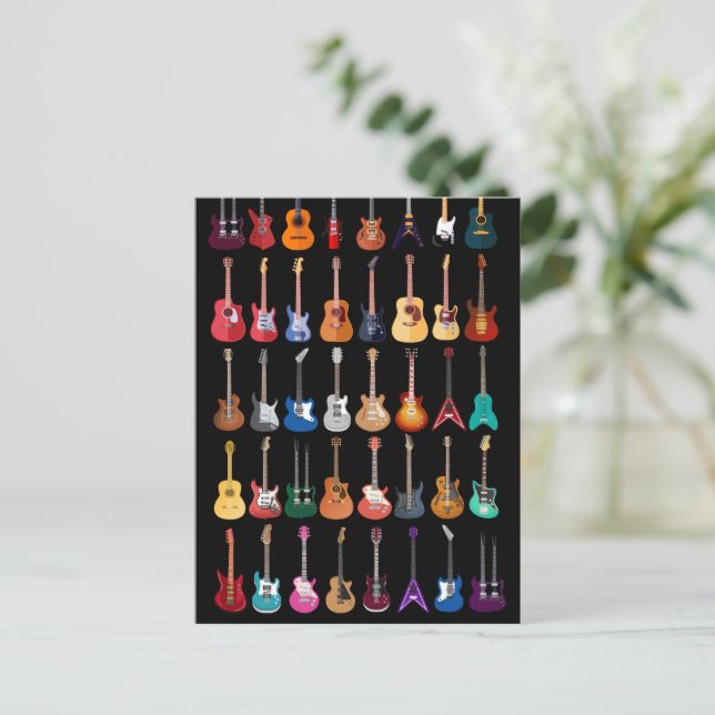 Cartão Postal Diversidade Guitarra Camisa Violão Música Para Hom (Em pé/Frente)